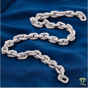 925 Sterling Silver Cuban Link <b>Chain</b> <b>Iced</b> <b>Out</b> VVS Moissanite Diamond Hip Hop Necklace for Men Fine Miami Style Jewelry - Product Image 2