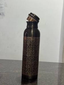 Black Antique Copper Water <b>Bottle</b> Ornamental Vine Engraved Reusable Metal Drink <b>Flask</b> Leakproof Daily Hydration <b>Bottle</b> - Product Image 6