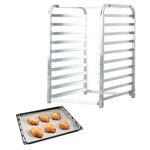 Carrello Portateglie Commerciale a 10 Livelli con Ruote Frenanti in Alluminio per Panetteria, Hotel e Stoccaggio di Teglie Semipienne - Product Image 1