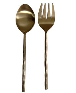 ชุดช้อนส้อมสแตนเลสสตีลสีทอง ดีไซน์ใหม่ ชุบทอง สำหรับเสิร์ฟสลัด ชุดอาหารเย็น ชุดช้อนส้อมสำหรับครัวและโต๊ะอาหาร ราคาขายส่ง - Product Image 1