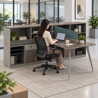 Bureau de travail exécutif pour 2 personnes, table de bureau moderne avec armoire de rangement pour l'espace de travail des managers et des équipes
