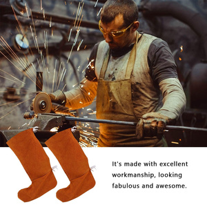 Random Cowhide Welding Shoes <b>Boot</b> <b>Covers</b> Anti-Cut Safety Clothing Protector for Welders - Product Image 4