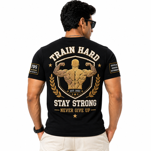 เสื้อยืดผู้ชายผ้าฝ้าย 100% ปักลาย คอกลม แขนสั้น สำหรับออกกำลังกาย ฟิตเนส สตรีทแวร์ ลำลอง เล่นกีฬา ดีไซน์ใหม่ - Product Image 2