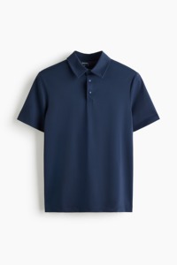 Men's <b>Navy</b> Blue Short Sleeve <b>Polo</b> <b>Shirt</b> Solid Color Pique Knitted Casual Breathable Design - Product Image 3