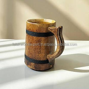 Tasse à bière en bois de qualité supérieure fabriquée à la main Koi Design écologique fabriquée en Inde pour les occasions de fête par FWE - Product Image 6