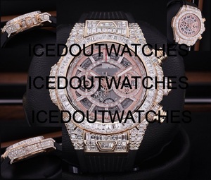 Montre de luxe pour homme en quartz avec diamants Moissanite, bracelet en acier inoxydable, boîtier rond, cadran analogique, affichage de la date, style affaires et mode - Product Image 1