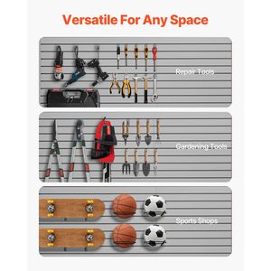 Panneau mural en PVC gris réglable facile à installer, 8 x 4 pieds, design modulaire, système de rangement mural pour garage - Product Image 3