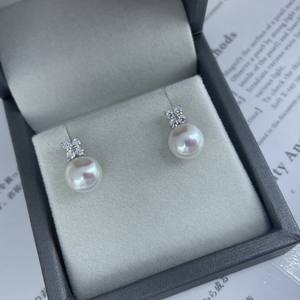 Pendientes de Perlas Naturales de Agua Dulce de 8-9 mm, Blancas, Transparentes, en Polvo, Brillantes, para Mujer, Plata de Ley S925, Estilo Simple - Product Image 2