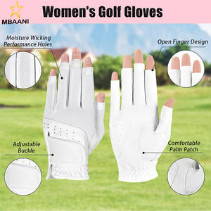 Gants de golf sans doigts pour femmes, une paire, design à doigts ouverts, respirants, absorbant la transpiration par temps chaud et humide, taille ajustée - Product Image 2