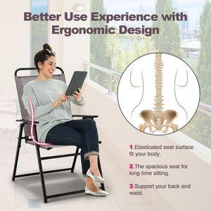 Ensemble de 4 chaises de jardin pliantes d'extérieur avec accoudoirs et dossier, design confortable en toile - Product Image 3