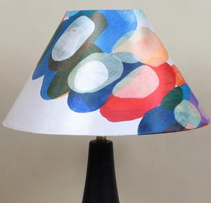 Midcentury Style Table Lamp with Multicolored Fabric Cone Shade Warm White LED <b>Light</b> for Bedroom Decorative <b>Lighting</b> - Product Image 3