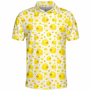 เสื้อเชิ้ตแขนสั้นสไตล์ฮาวายสำหรับทุกเพศ สีฟ้า สีเหลือง ลายการ์ตูนเป็ด ปกคอพับ ระบายอากาศได้ดี เสื้อลำลองฤดูร้อนทรงหลวม - Product Image 5