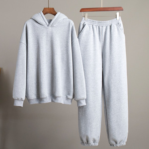 Wholesale Eco-Friendly Lightweight Streetwear Athletic Tracksuit Solid Color Jogger <b>Hoodie</b> Set for Unisex Winter - Product Image 2