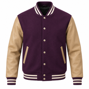 Blouson universitaire personnalisé en cuir de vachette véritable 100% authentique, avec manches en laine, style mode, respirant, prix de gros, OEM - Product Image 2