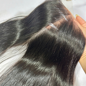 Cierre y frontal de encaje HD de cabello humano virgen vietnamita negro natural, tamaño personalizado, con doble trama a máquina - Product Image 2