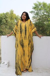 Caftán de tinte de corbata indio hecho a mano elegante y hermoso para mujer, vestido largo informal de media manga, regalo con hendidura, precios al por mayor a granel - Product Image 5