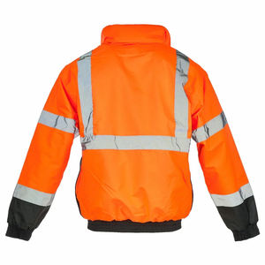 Veste de travail d'hiver haute visibilité en gros, orange et noir, 100 % polyester, pour homme, à capuche, avec poches avant, respirante et coupe-vent - Product Image 2