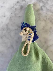 Unique Artisanal Woven <b>Rattan</b> Seahorse Napkin Holder Tropical Coastal Style <b>Table</b> Setting Elegant <b>Dining</b> and Summer Gathering - Product Image 3