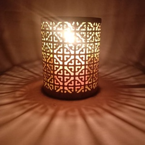 Traditional Iron Metal Votive <b>Candle</b> Holder Laser Cut Tealight Lantern Geometric Lattice <b>Candle</b> Jar for Home Decor Christmas - Product Image 2