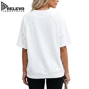 High Quality Unisex Athletic Oversized Short Sleeve Workout <b>Top</b>, White Loose Fit Crewneck <b>Raglan</b> T-Shirt with Side Split Hem - Product Image 2