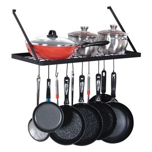 "<b>Wall</b> Mounted Square Grid Pot & Pan Organizer Shelf with 15 Hooks-15 Hooks <b>Wall</b> <b>Storage</b>" - Product Image 3