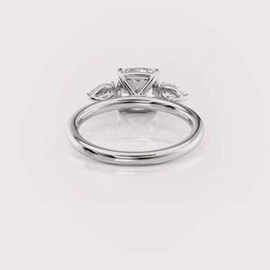 IGI Certified Cushion Cut Lab Grown Diamond Three Stone Vintage Engagement Wedding <b>Ring</b> Solid 925 Sterling Silver Diamond - Product Image 3
