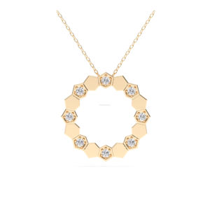 0.18 CT E-F/VVS-VS Round Cut Moissanite Diamond Claw Setting Modern <b>Pendant</b> Made in <b>Solid</b> <b>Gold</b> For Unisex - Product Image 5