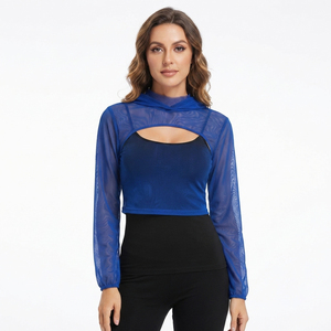 Sudadera Corta Transparente de Malla Ligera para Mujer, Ropa de Club Nocturno, Sudadera Sexy Transparente para Damas - Product Image 4