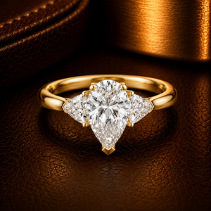 แหวนเพชรทรงลูกแพร์เพาะเลี้ยงในห้องปฏิบัติการ ทองคำแท้ 14K 18K น้ำหนัก 1.30 กะรัต รับรองโดย IGI เกรด DEF VVS เครื่องประดับชั้นดี แหวนวันครบรอบ รับผลิตแบบ OEM ODM ขายส่ง - Product Image 1