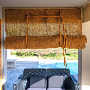 Outdoor balcony roll-<b>up</b> curtain sun shade rolls weaving coconut coir net shade curtains made in Vietnam - Product Image 2