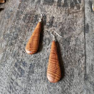 Boucles d'oreilles en bois en forme de goutte d'eau, fabriquées à la main, avec crochets en bois naturel pour la fabrication de bijoux - Product Image 6