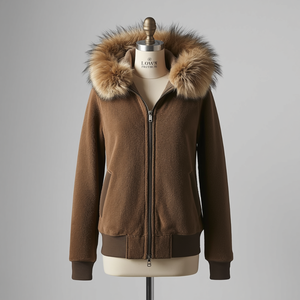 Sweat-shirt à capuche zippé en molleton de coton avec fourrure amovible, doublure en fourrure détachable, personnalisation OEM ODM - Product Image 3