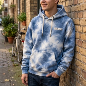 Sudadera con Capucha Tie-Dye para Hombre ONEAPEX, Corte Regular, Algodón French Terry, Informal, con Bolsillo Delantero, para Otoño - Product Image 3