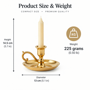 Porte-bougie vintage en laiton avec poignée incurvée, support de bougie fait main, plateau rond, décoration de table de mariage - Product Image 5