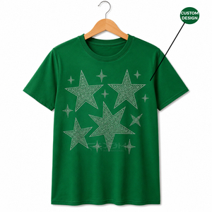Camiseta de Algodón con Estrella de Diamantes de Imitación Verdes para Hombre, Logotipo Personalizado de Cosh International, Moda Urbana de Verano, Venta al Por Mayor - Product Image 5