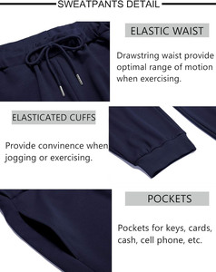 Conjunto deportivo para hombre, corte ajustado, con capucha, tela suave y transpirable, mezcla de algodón, pantalones jogger con cintura elástica, ligero, informal, para gimnasio y deporte. - Product Image 6