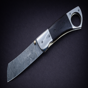 มีดพับตัดซิการ์เหล็กดามัสกัสแบบกำหนดเอง ด้ามไม้เวงเก้ ขนาด 8 นิ้ว |   กรีนฮิลส์ ไนฟ์ส - Product Image 2