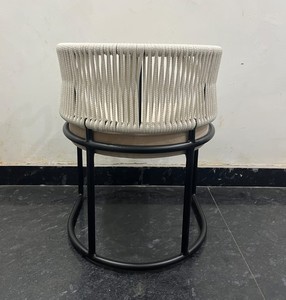 Silla de comedor moderna tapizada y tejida con estructura metálica, silla de lujo para restaurante, cafetería y comedor de hotel - Product Image 3