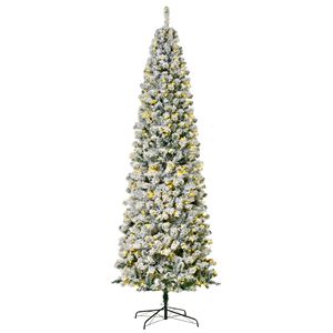 9ft Pre-Lit Snow Flocked Slim Douglas Fir Artificial Christmas Tree with 550 LED <b>Lights</b> and 988 Tips Realistic <b>Branches</b> - Product Image 2