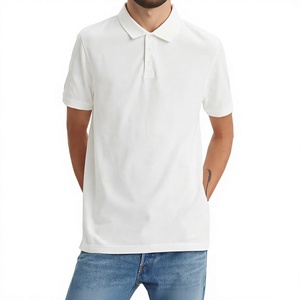 High Quality 270 GSM Heavy Fabric CVC for Shirt Plain Dyed Blank Solid Color Drop Shoulder Anti-Pilling Short Sleeve <b>Polo</b> Shirt - Product Image 3