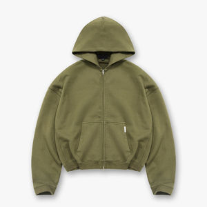 Sweat à capuche zippé unisexe OEM vintage délavé coupe ample 500 g/m² en molleton brossé surdimensionné délavé à l'acide uni basique - Product Image 1