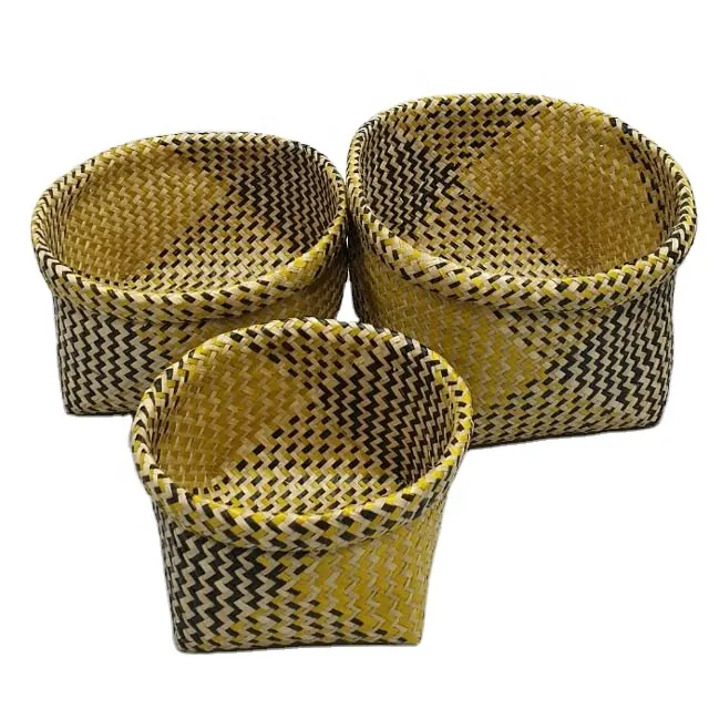 Manufacture mixed color round woven home plant cheap Vietnam storage basket seagrass Wholesale