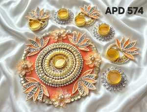 Rangoli de mesa para decoración de Diwali |   Alfombra Decorativa Diya para Decoración del Hogar |   Centro de Mesa Festivo Tradicional para Uso en Puja - Product Image 1