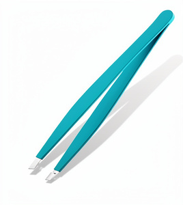 Pinzas Modernas para Cejas de Plástico con Punta Cuadrada, Ligeras, Color Turquesa - Product Image 1
