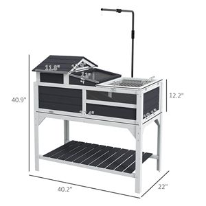 "Reptile & Amphibian Supplies Tortoise House W/ Adjustable <b>Lamp</b> Holder Storage <b>Shelf</b> Removable Main House Openable Lid Gray" - Product Image 3