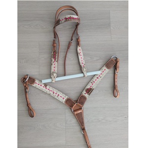 <b>Top</b> Grade <b>Rust</b> Resistant Hardware Western Leather Tack Set with Unique Basket Weave Headstall and Fancy Buckles for Horse Riding - Product Image 3