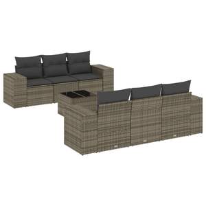 Garden <b>Sofa</b> Set <b>Outdoor</b> <b>Rattan</b> Cushioned Contemporary Design Dark Gray Furniture - Product Image 2