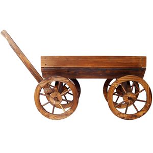 Decorazione per Casa e Giardino, Carrello Mobile in Legno per Fiori, Supporto per Vasi con Ruote - Product Image 5