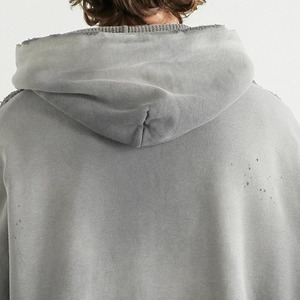 Custom Streetwear <b>Oversized</b> Acid Stone Washed Distressed Puff Print <b>Hoodie</b> Sun Faded Acid Wash Zip up Hoodies <b>for</b> <b>Men</b> - Product Image 4