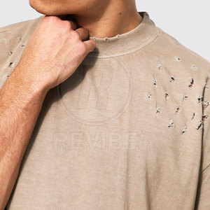 Nouveau design 2026 REVIBE INDUSTRY T-shirt homme effet vieilli, haute qualité, décontracté, respirant, coupe classique, 100% coton, en promotion - Product Image 3